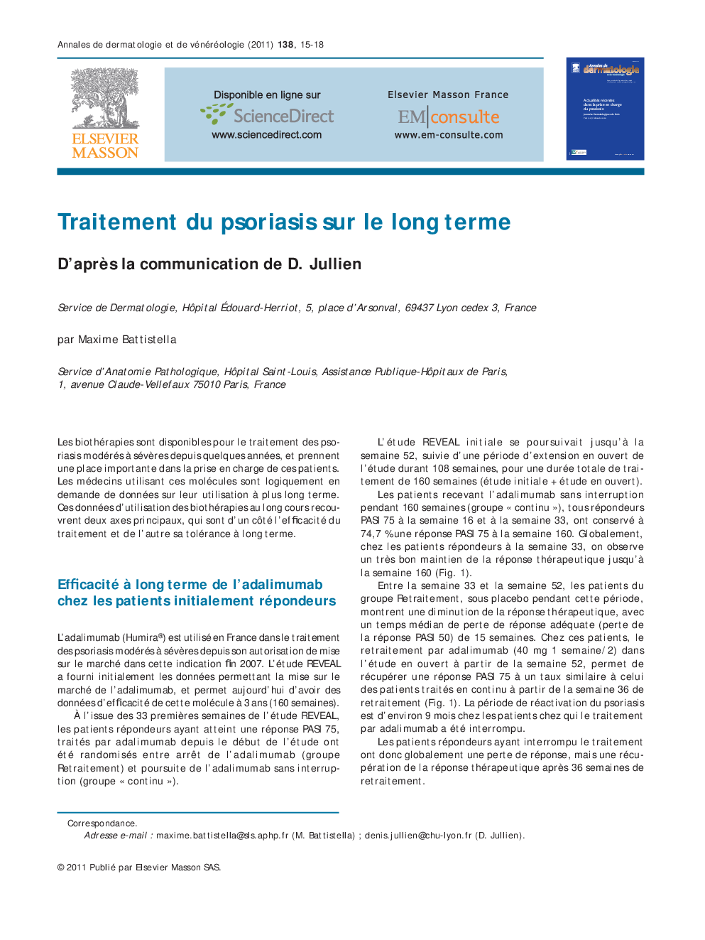 Traitement du psoriasis sur le long terme