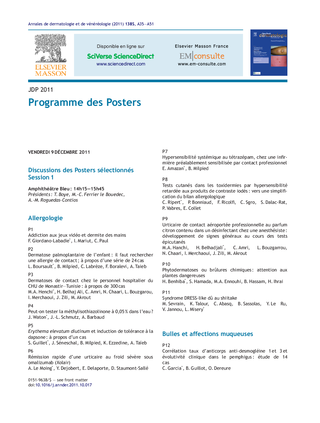 Programme des Posters