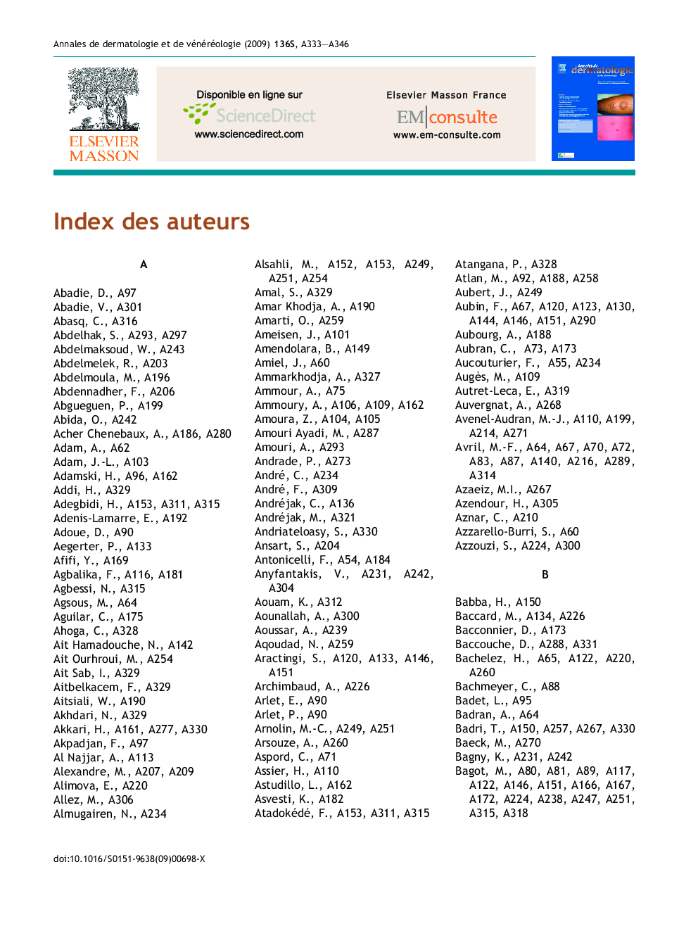 Index des auteurs