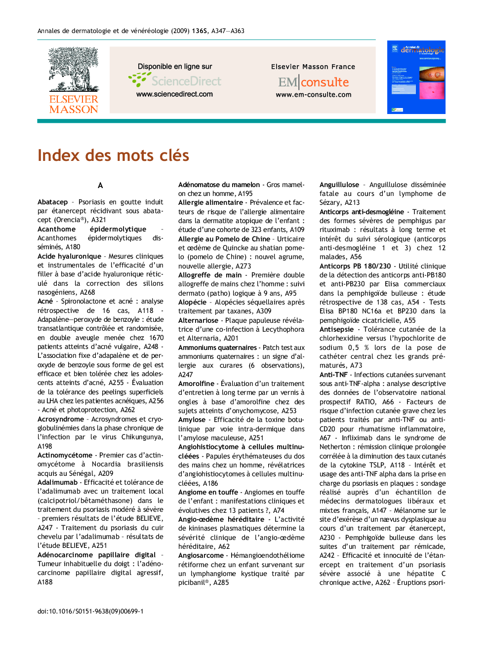 Index des mots-clés