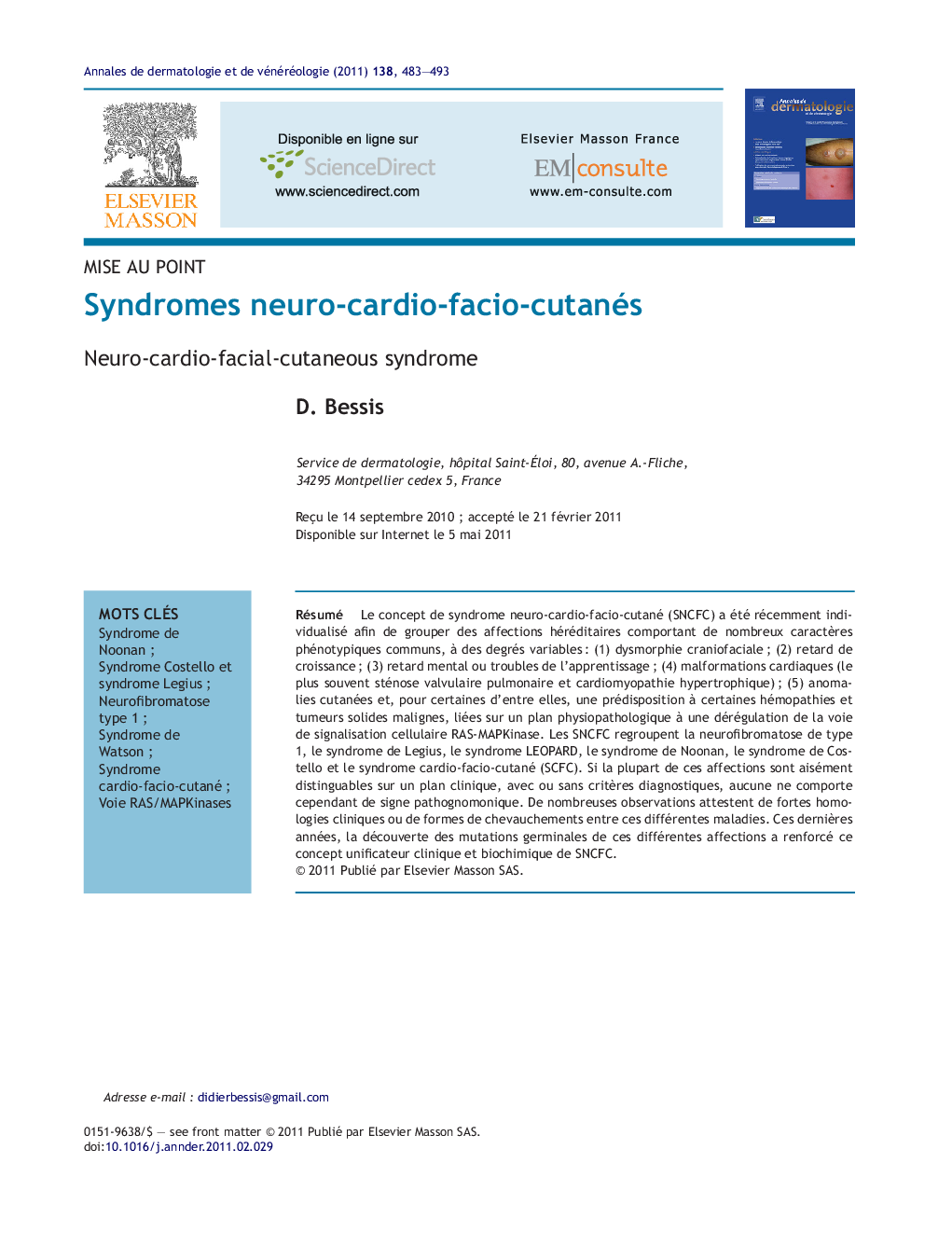 Syndromes neuro-cardio-facio-cutanés