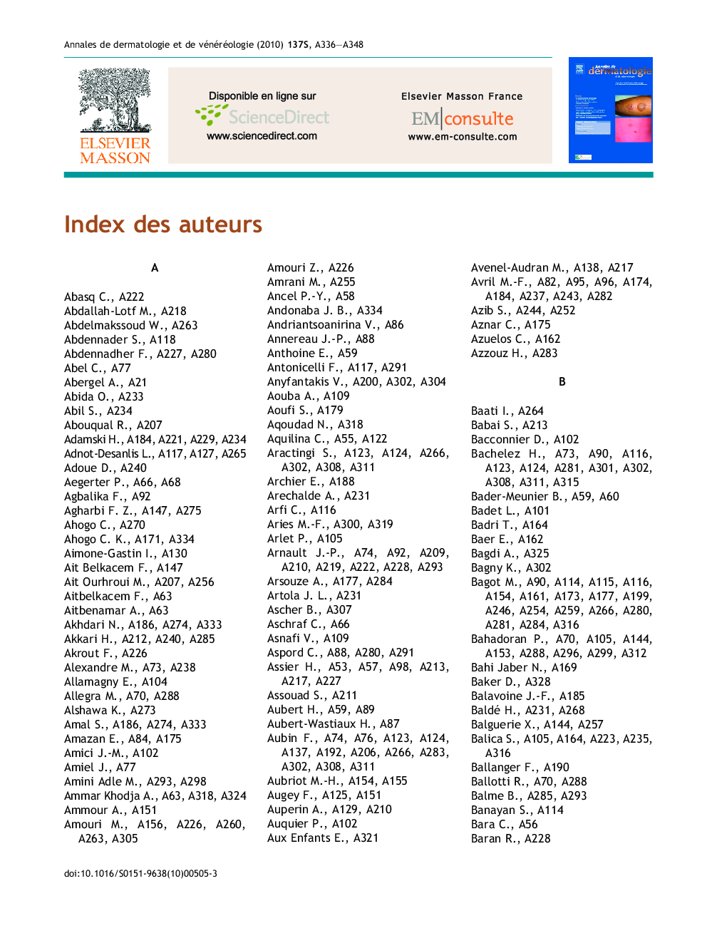 Index des auteurs