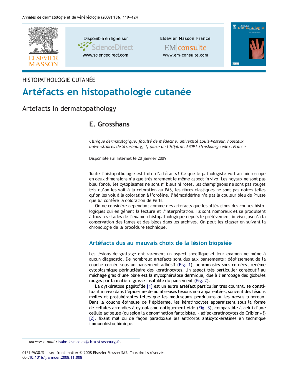 Artéfacts en histopathologie cutanée