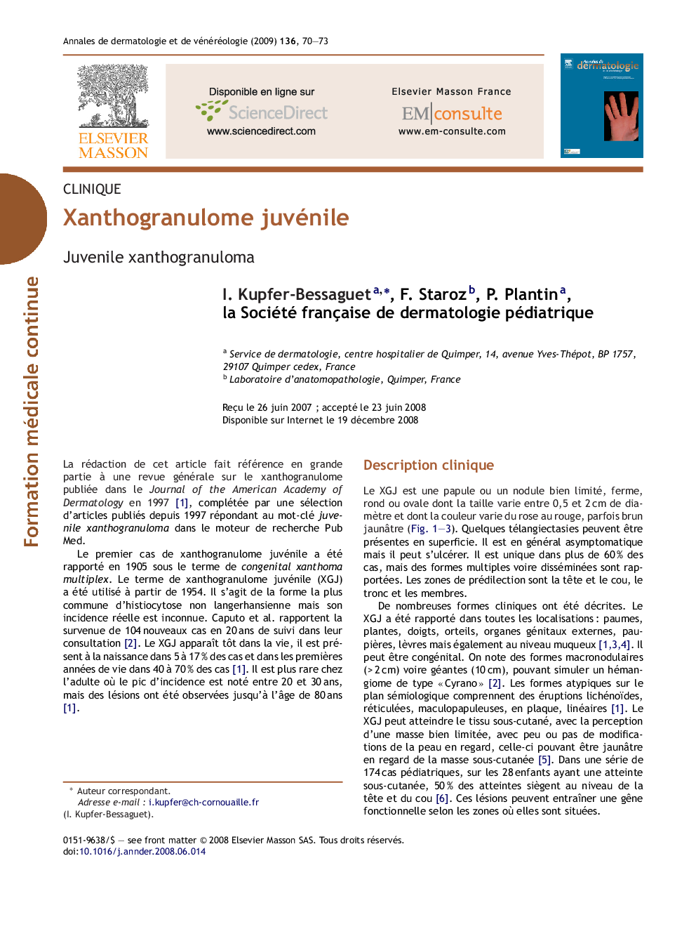 Xanthogranulome juvénile