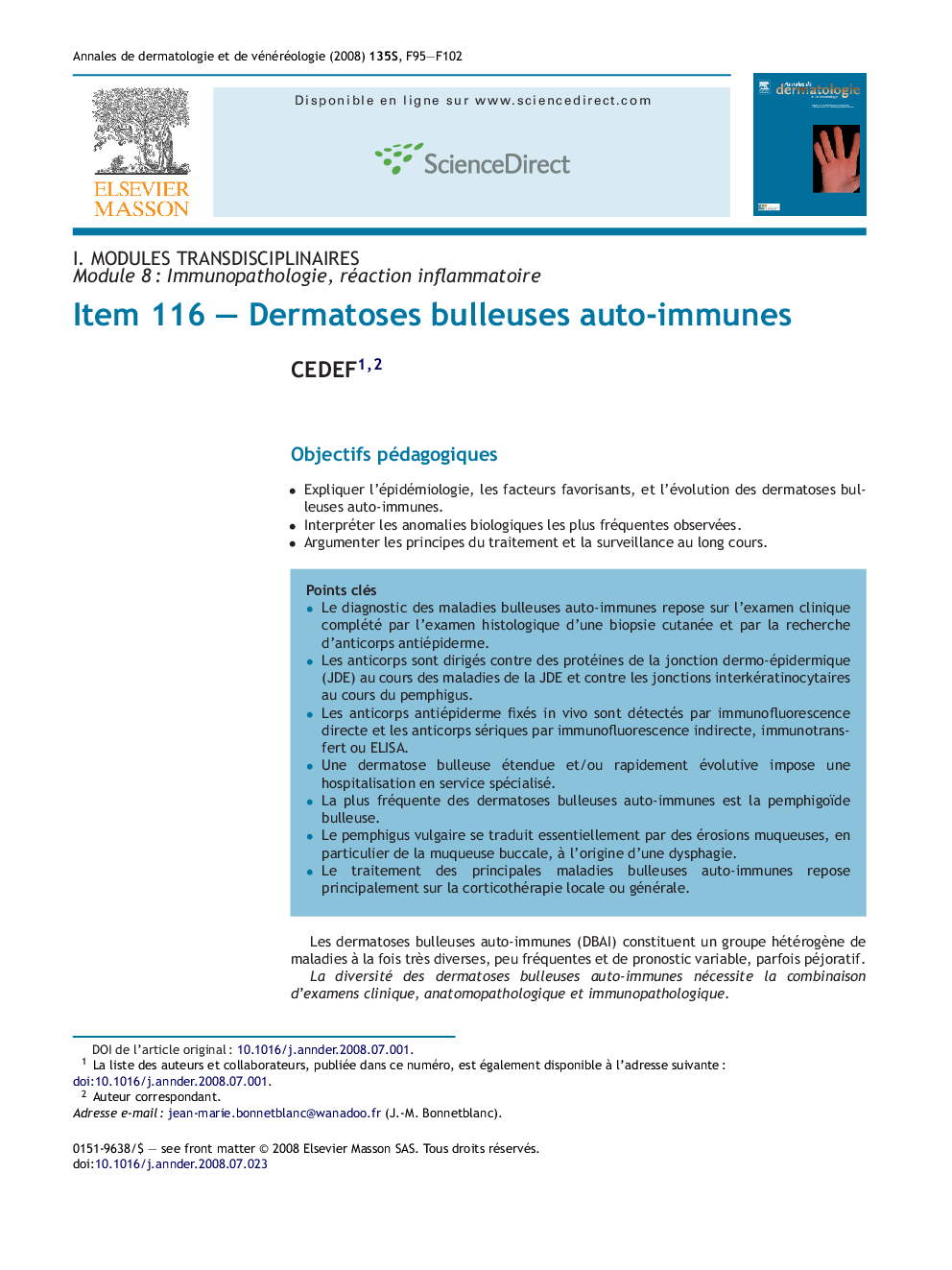 Item 116 - Dermatoses bulleuses auto-immunes