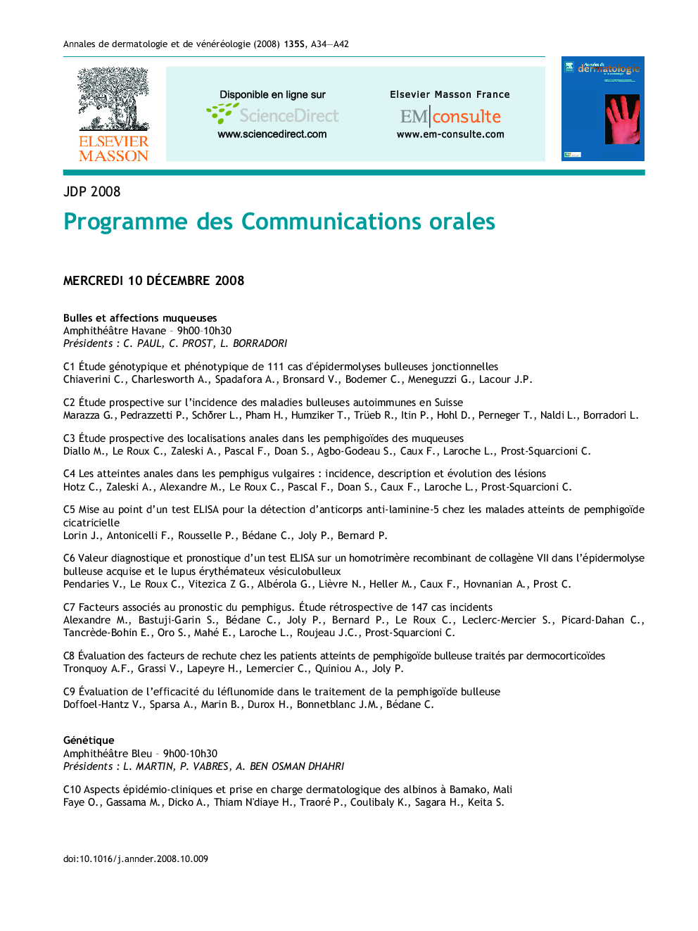 Programme des Communications orales