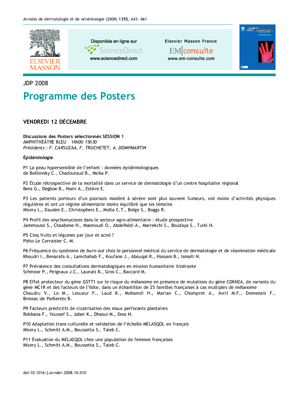 Programme des Posters