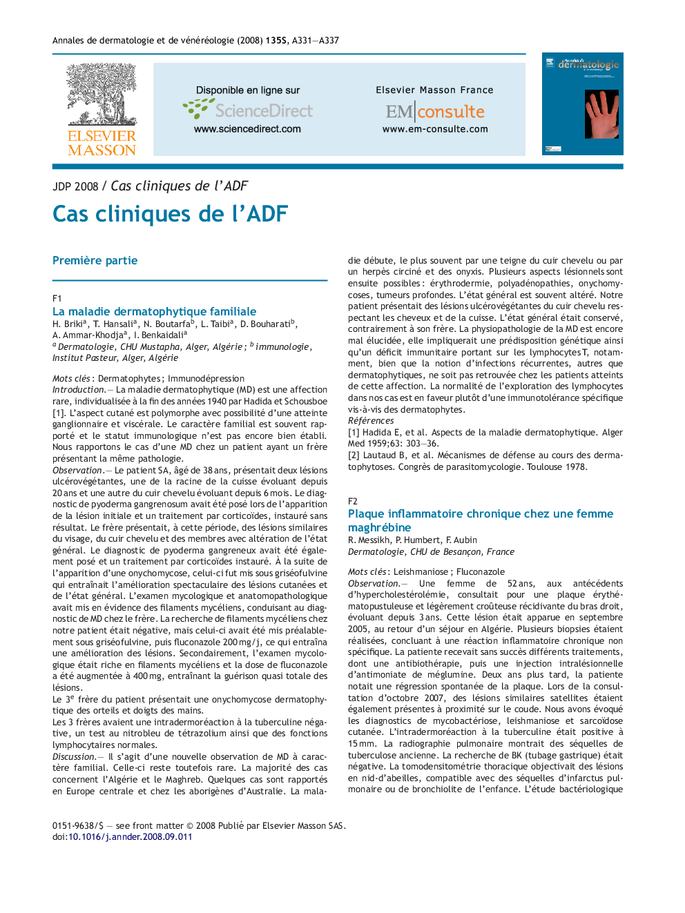 Cas cliniques de l'ADF