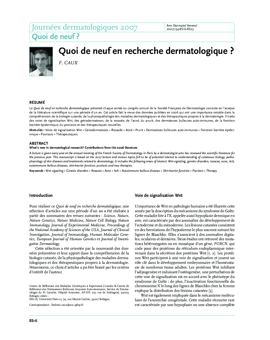 Quoi de neuf en recherche dermatologique ?