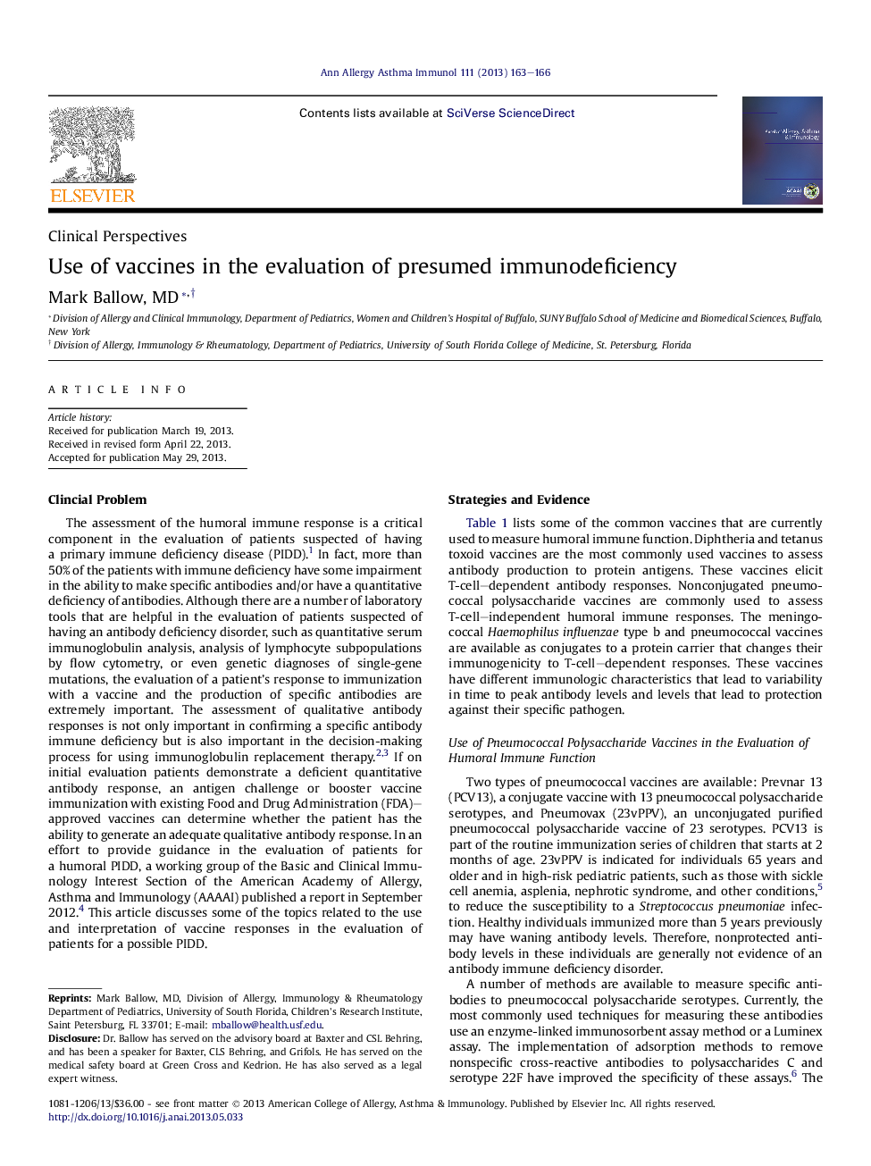 Use of vaccines in the evaluation of presumed immunodeficiency