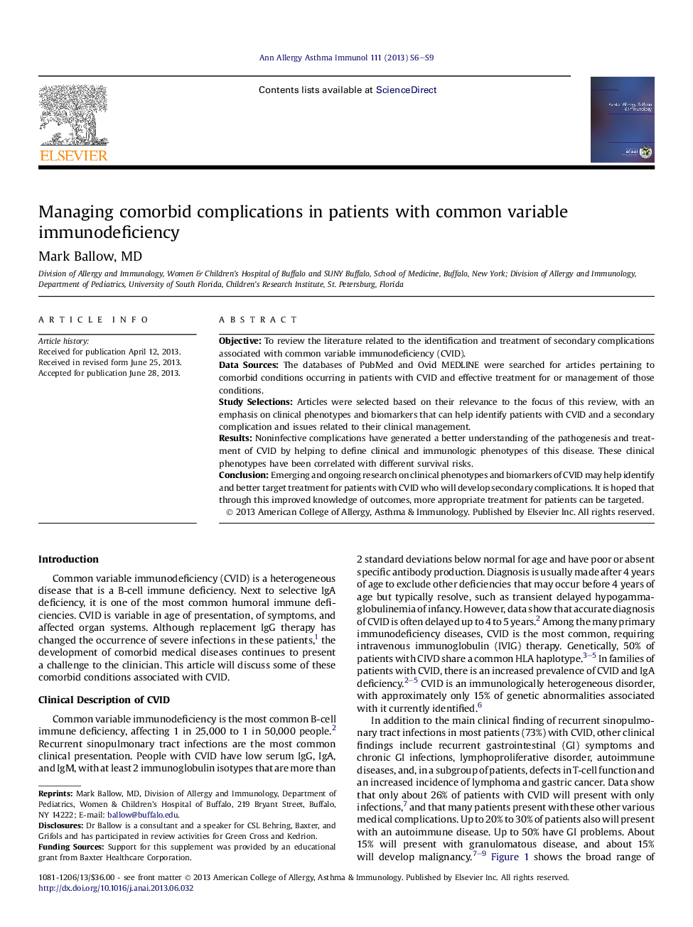 Managing comorbid complications in patients with common variable immunodeficiency