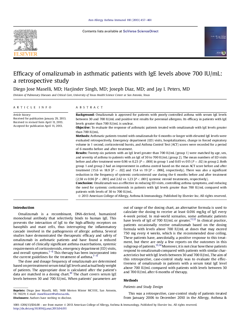 Efficacy of omalizumab in asthmatic patients with IgE levels above 700 IU/mL: a retrospective study