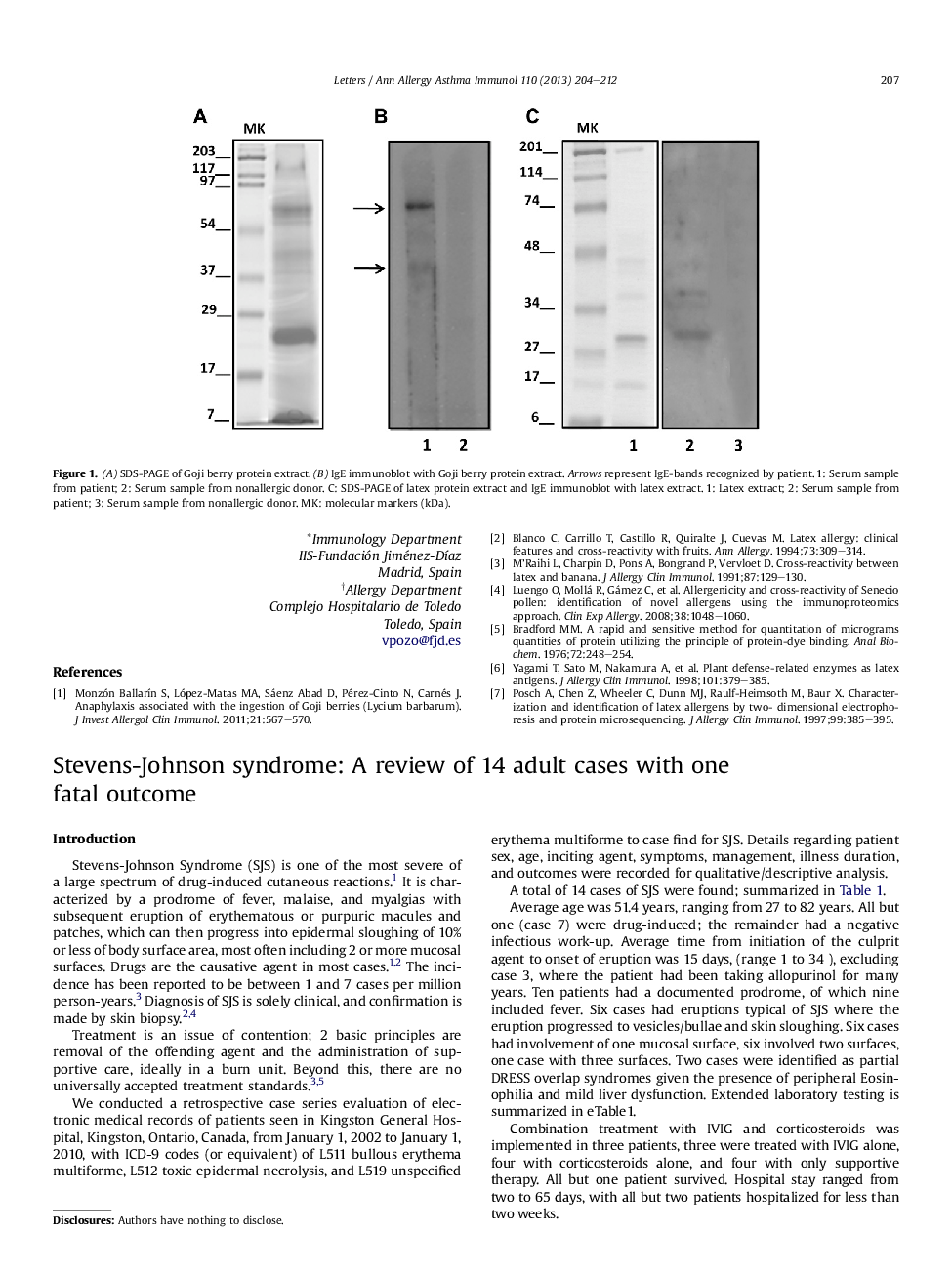 Stevens-Johnson syndrome: A review of 14 adult cases with one fatal outcome