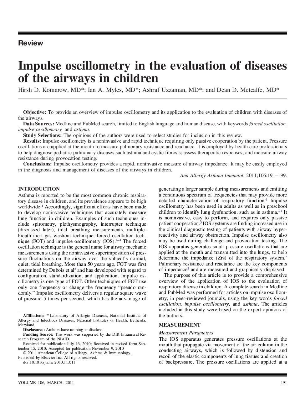 Impulse oscillometry in the evaluation of diseases of the airways in children
