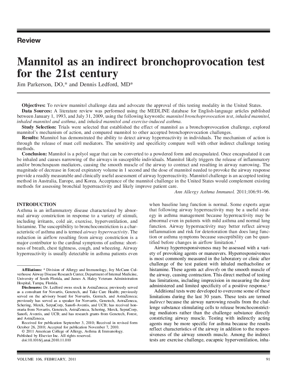 Mannitol as an indirect bronchoprovocation test for the 21st century
