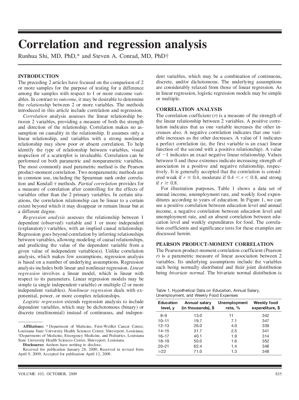 Correlation and regression analysis