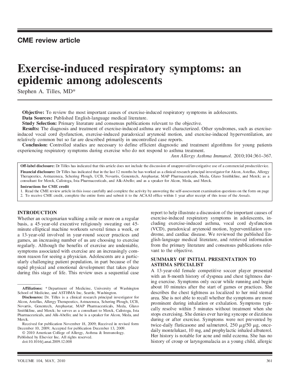 Exercise-induced respiratory symptoms: an epidemic among adolescents