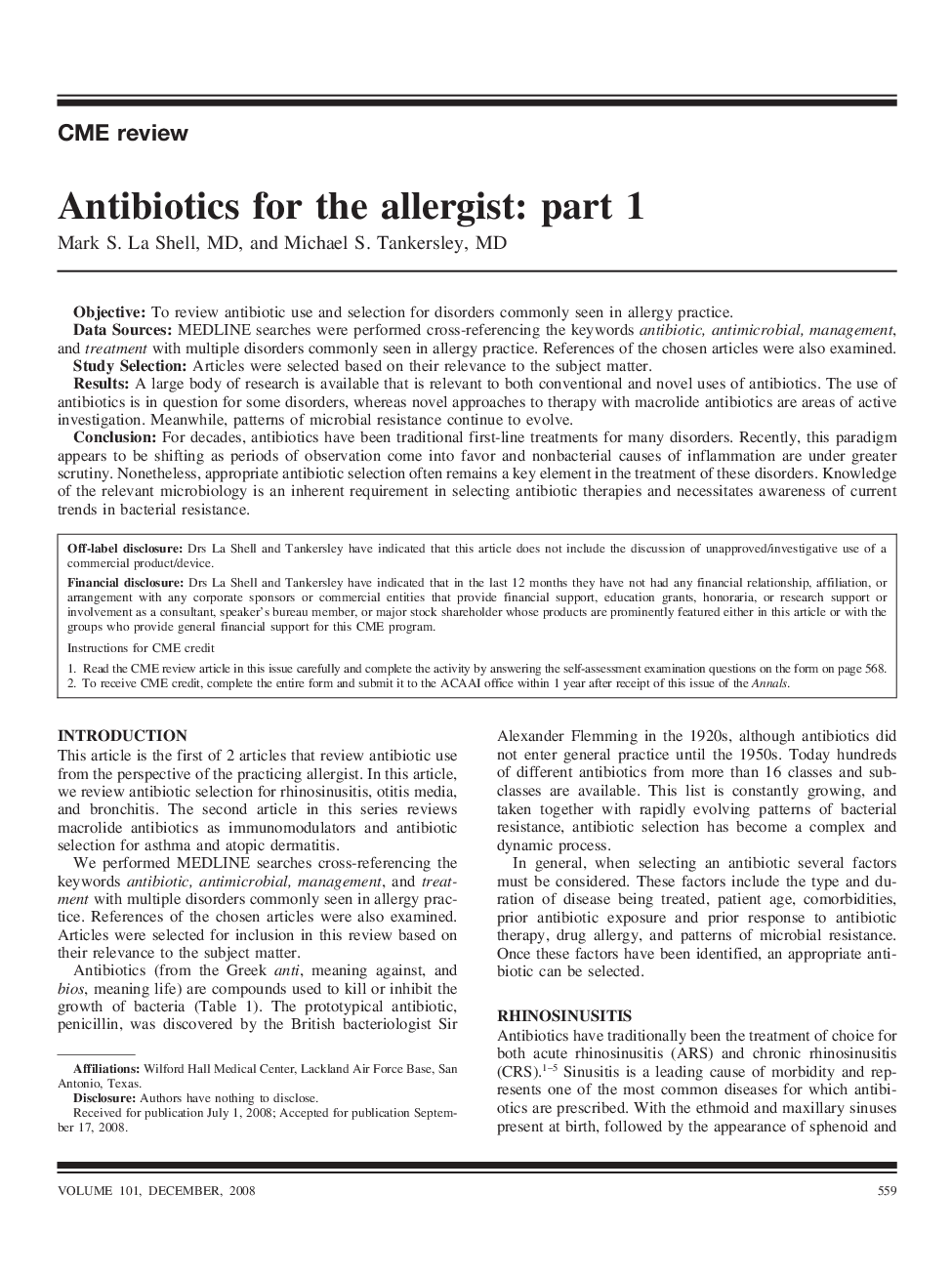 Antibiotics for the allergist: part 1