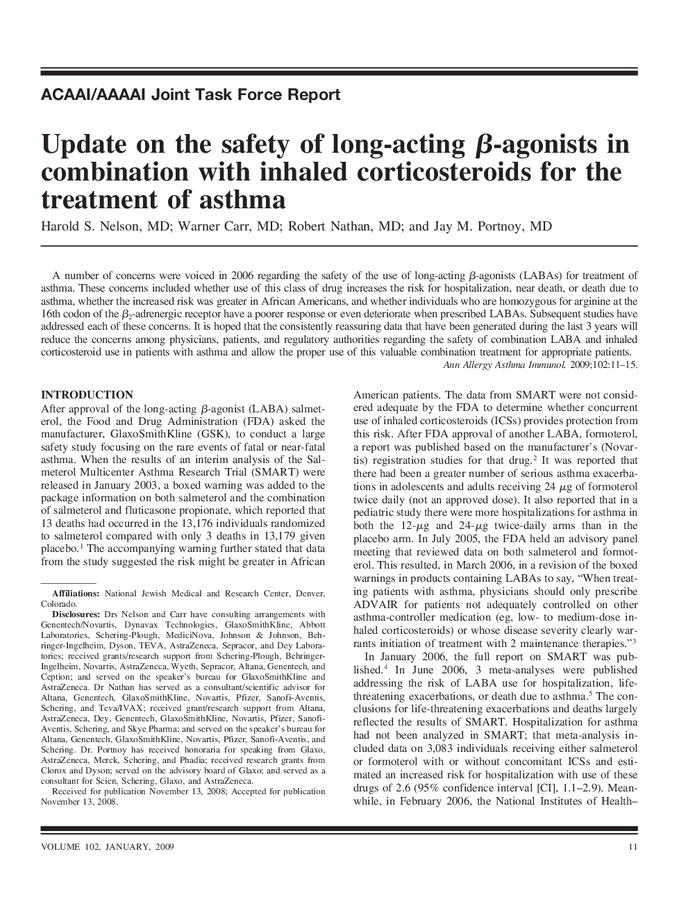 Update on the safety of long-acting Î²-agonists in combination with inhaled corticosteroids for the treatment of asthma