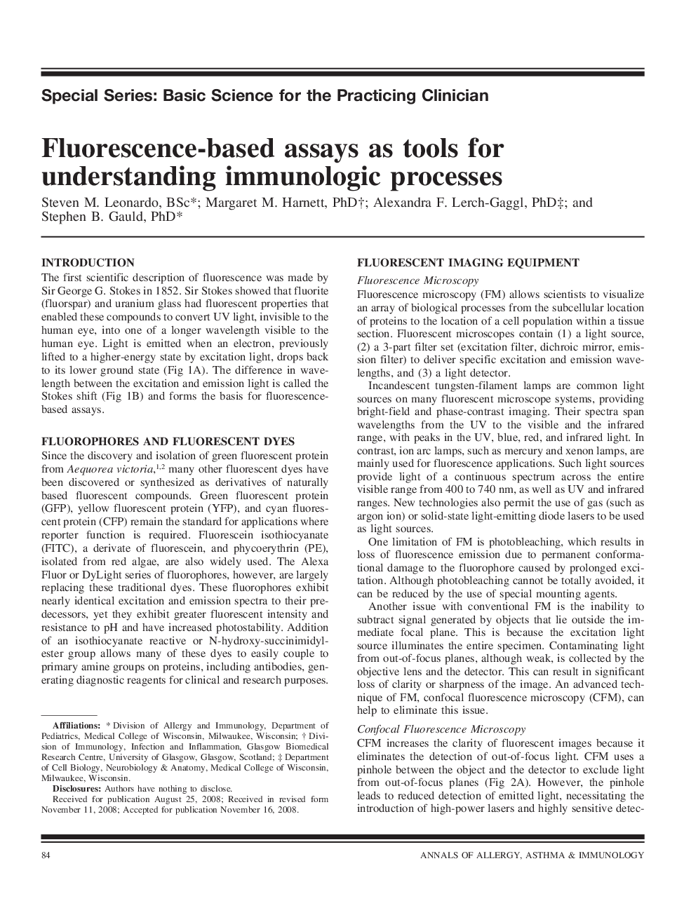 Fluorescence-based assays as tools for understanding immunologic processes