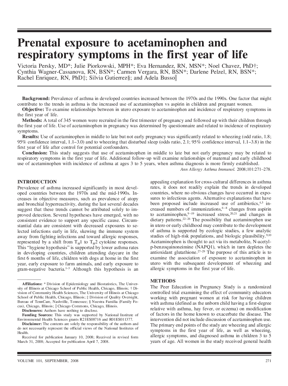 Prenatal exposure to acetaminophen and respiratory symptoms in the first year of life