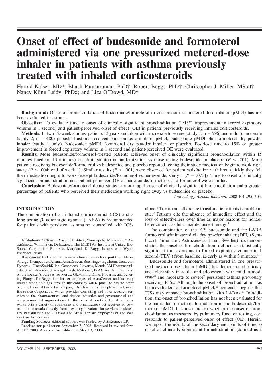 Onset of effect of budesonide and formoterol administered via one pressurized metered-dose inhaler in patients with asthma previously treated with inhaled corticosteroids