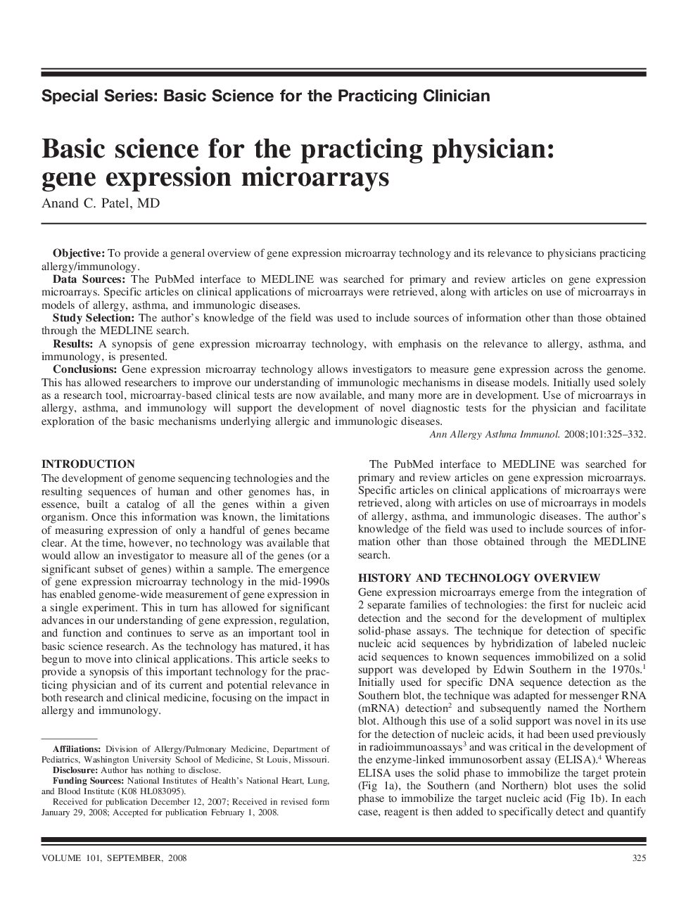 Basic science for the practicing physician: gene expression microarrays