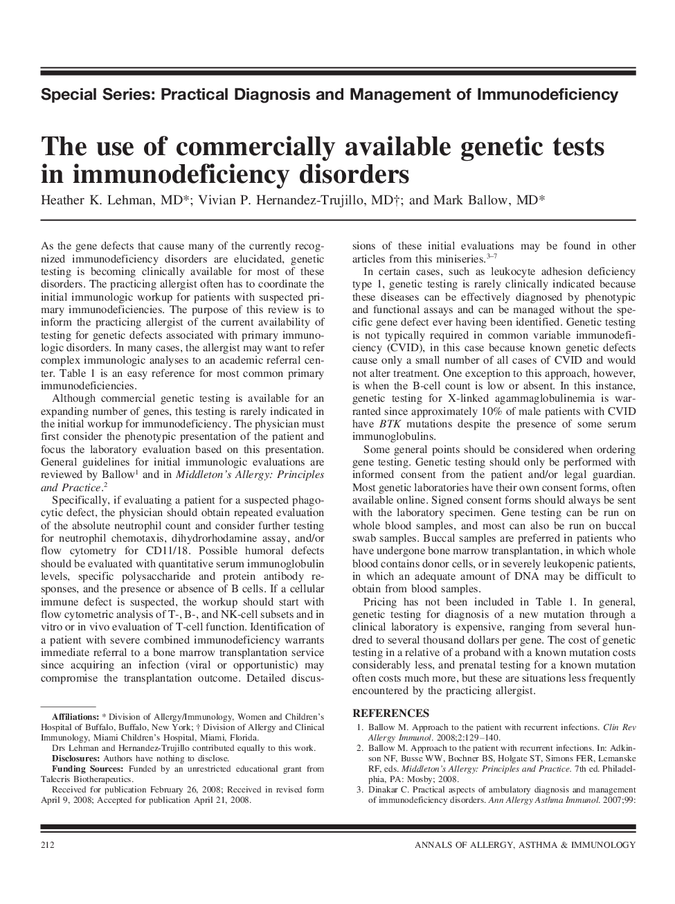The use of commercially available genetic tests in immunodeficiency disorders