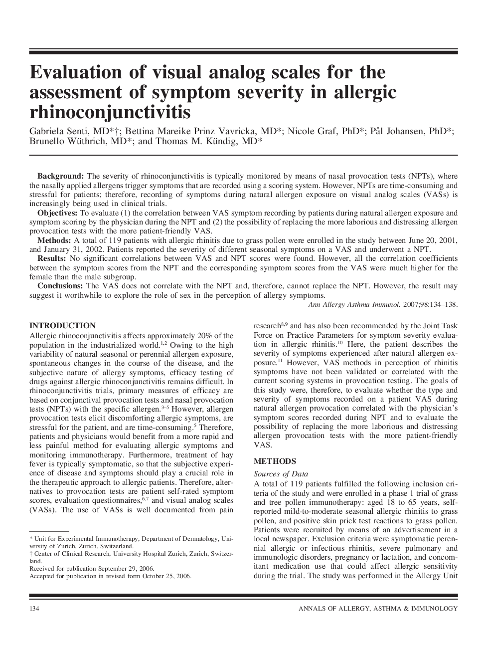 Evaluation of visual analog scales for the assessment of symptom severity in allergic rhinoconjunctivitis