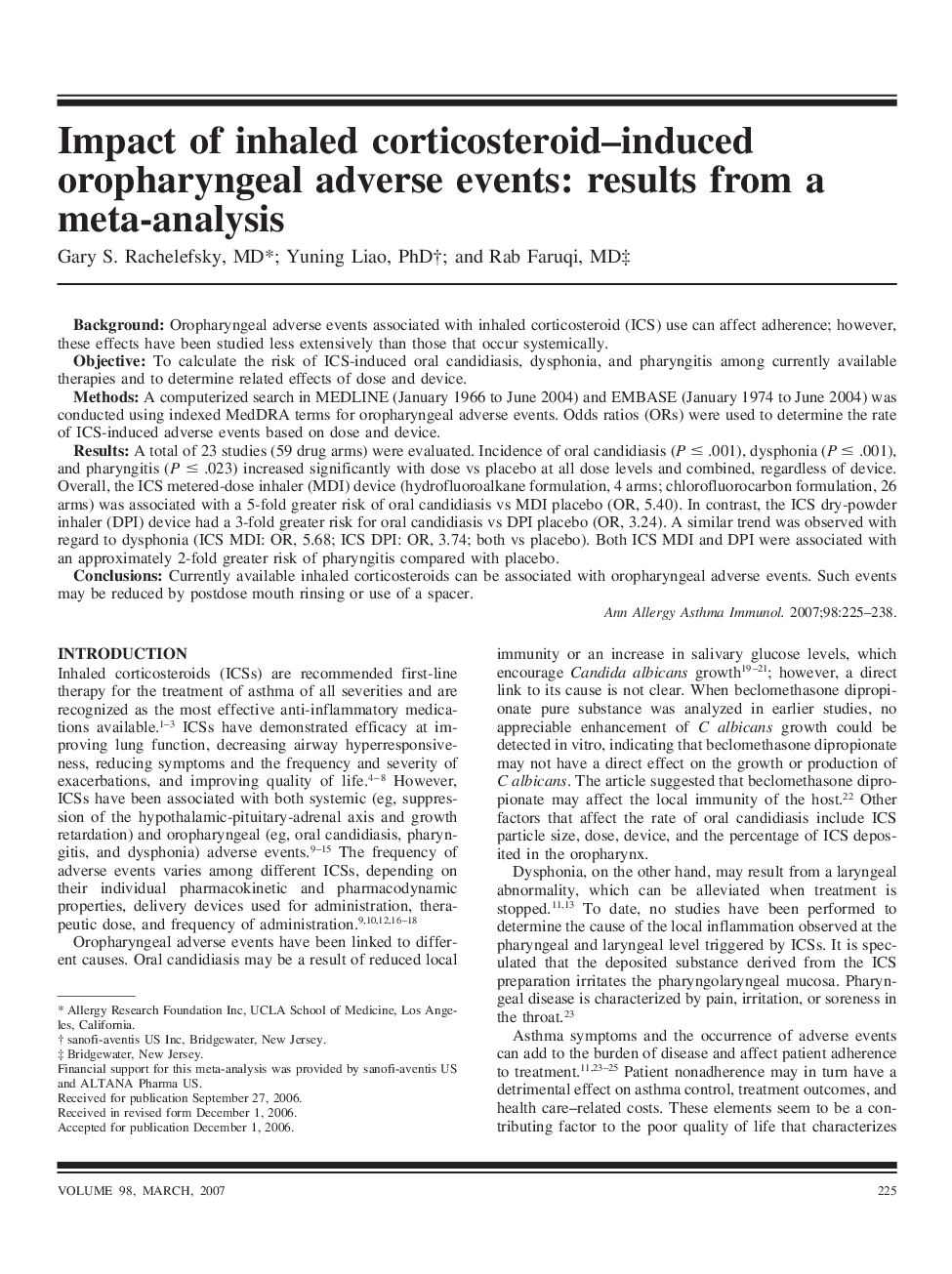 Impact of inhaled corticosteroid-induced oropharyngeal adverse events: results from a meta-analysis