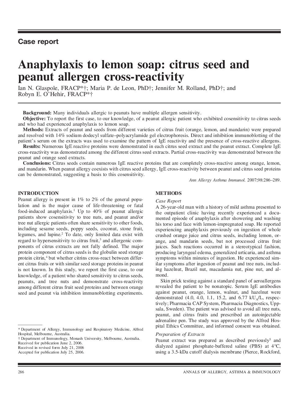 Anaphylaxis to lemon soap: citrus seed and peanut allergen cross-reactivity