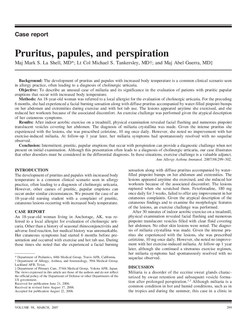Pruritus, papules, and perspiration