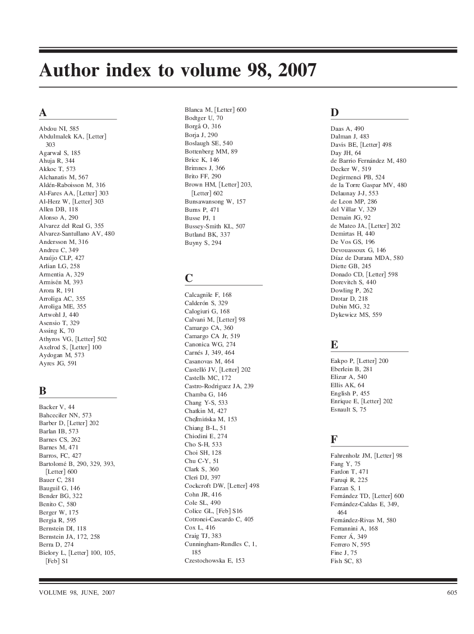 Author index to volume 98, 2007