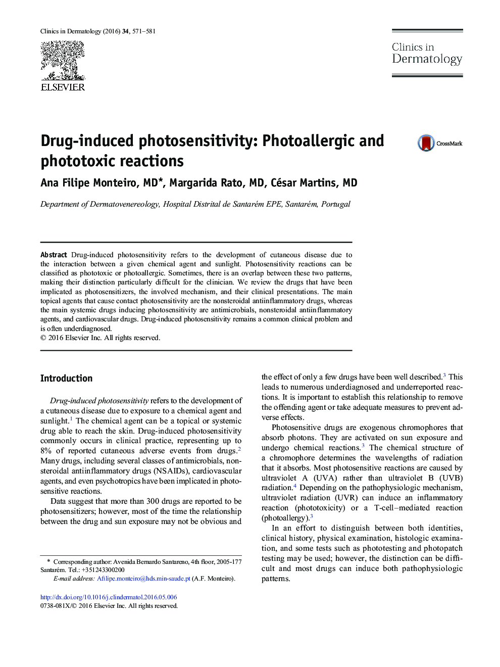 Drug-induced photosensitivity: Photoallergic and phototoxic reactions