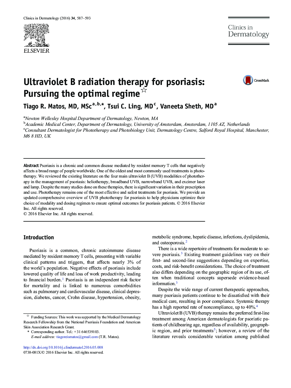 Ultraviolet B radiation therapy for psoriasis: Pursuing the optimal regime 