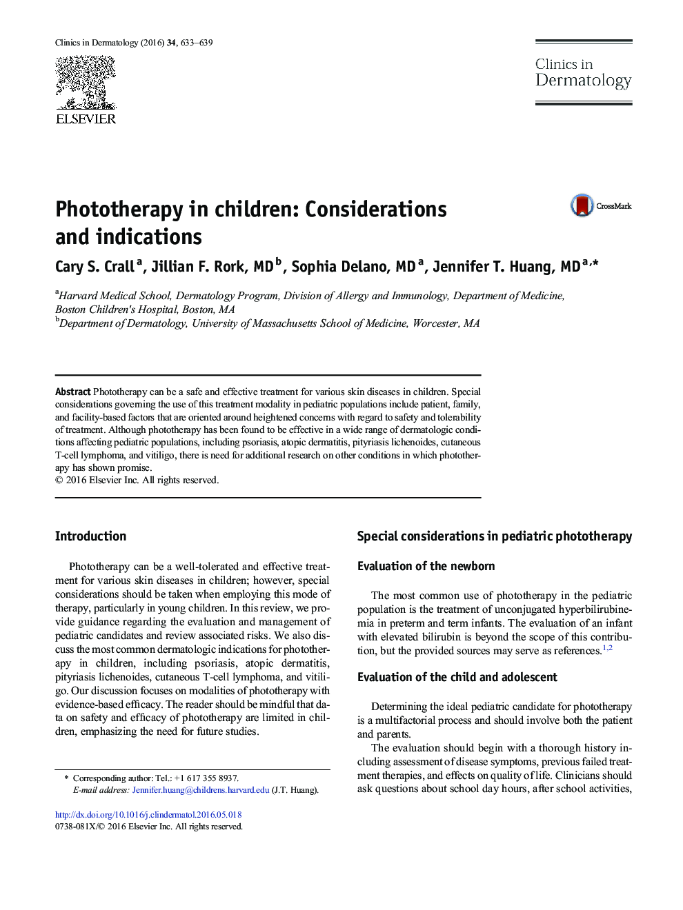 Phototherapy in children: Considerations and indications