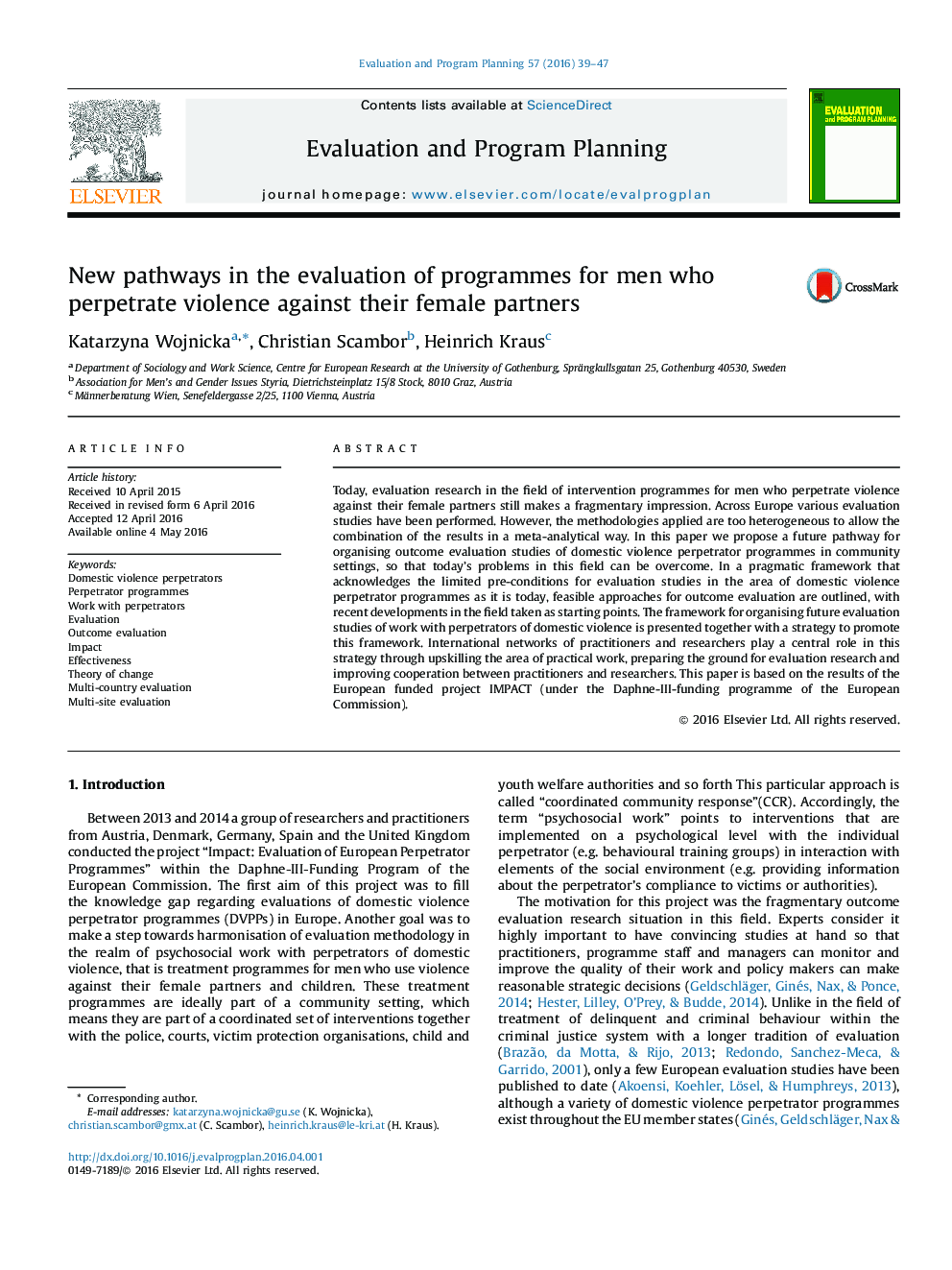 New pathways in the evaluation of programmes for men who perpetrate violence against their female partners