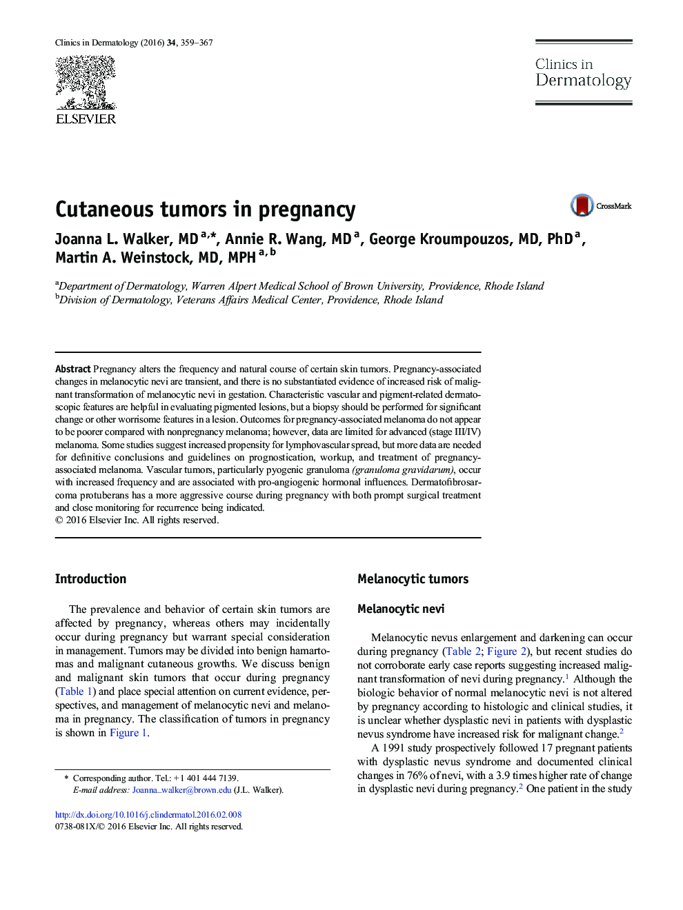 Cutaneous tumors in pregnancy