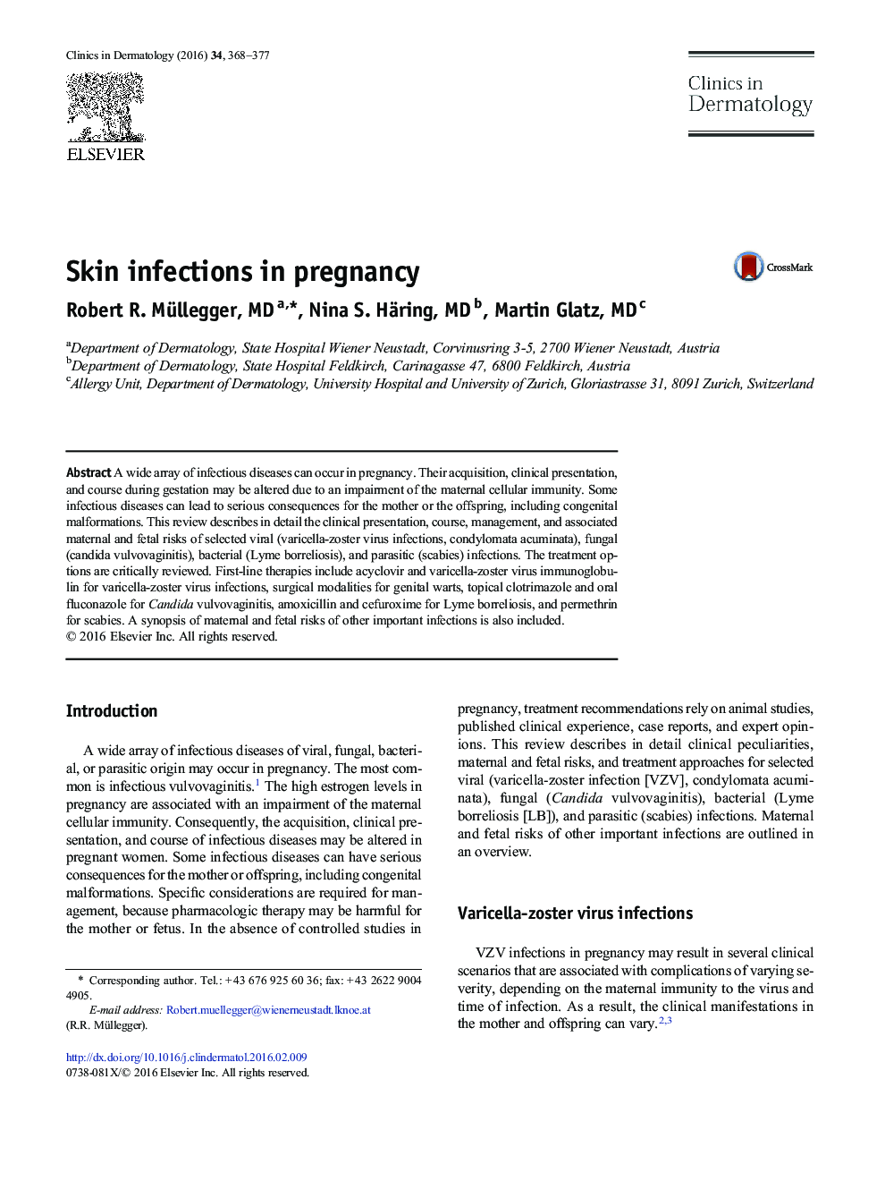 Skin infections in pregnancy