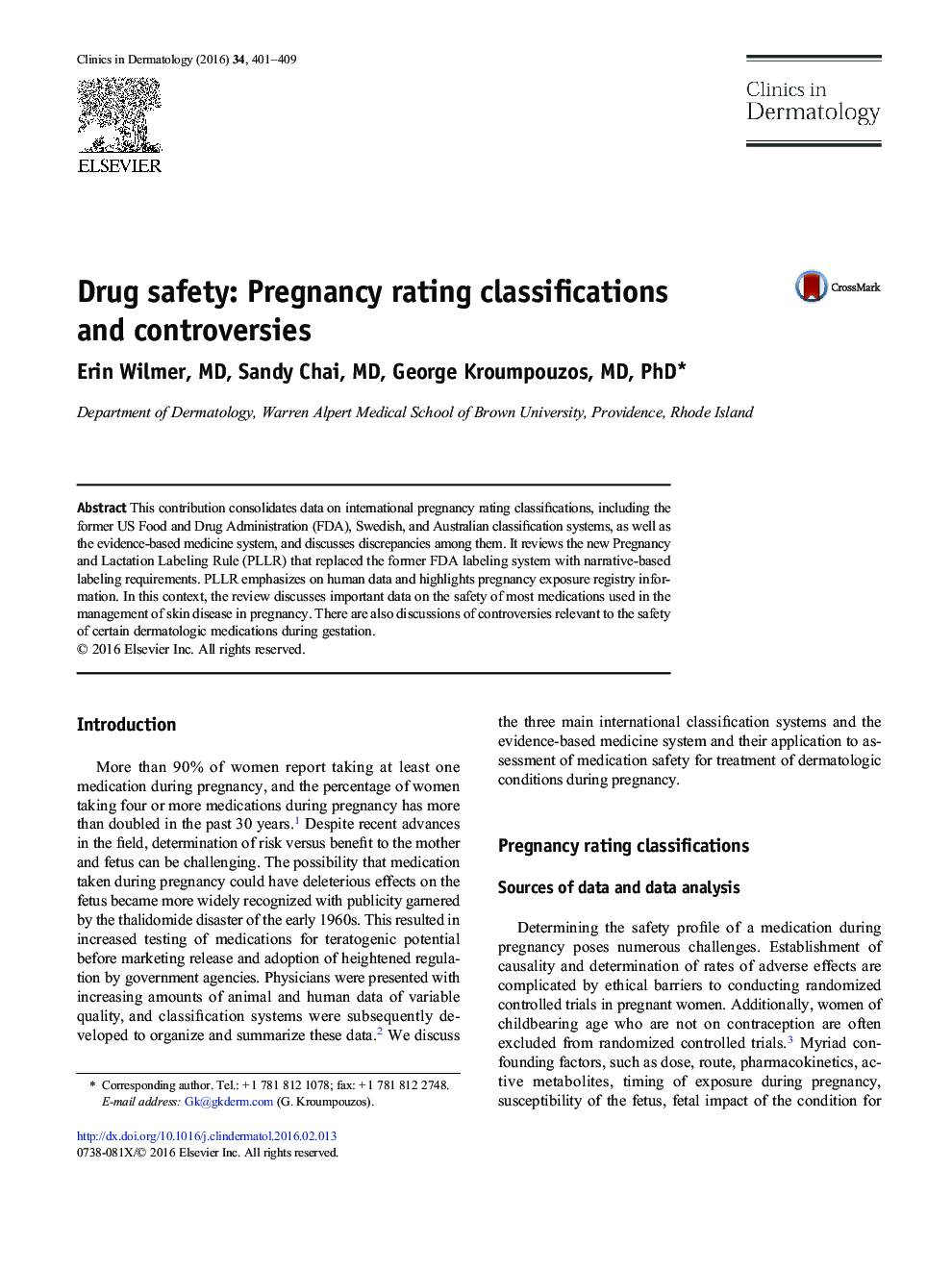 Drug safety: Pregnancy rating classifications and controversies