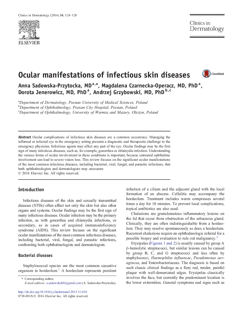 Ocular manifestations of infectious skin diseases