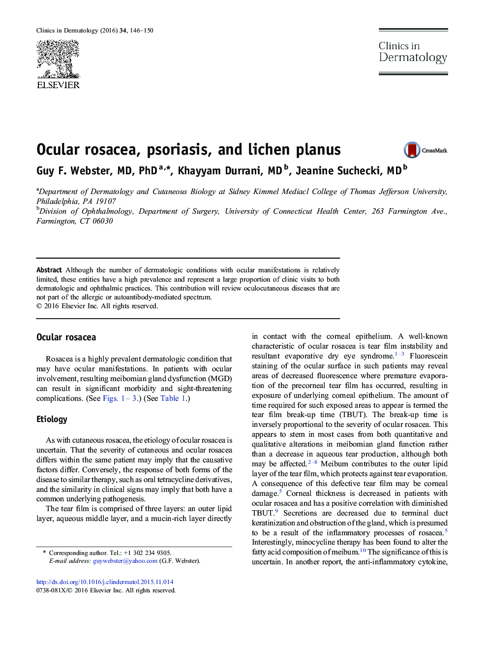 Ocular rosacea, psoriasis, and lichen planus