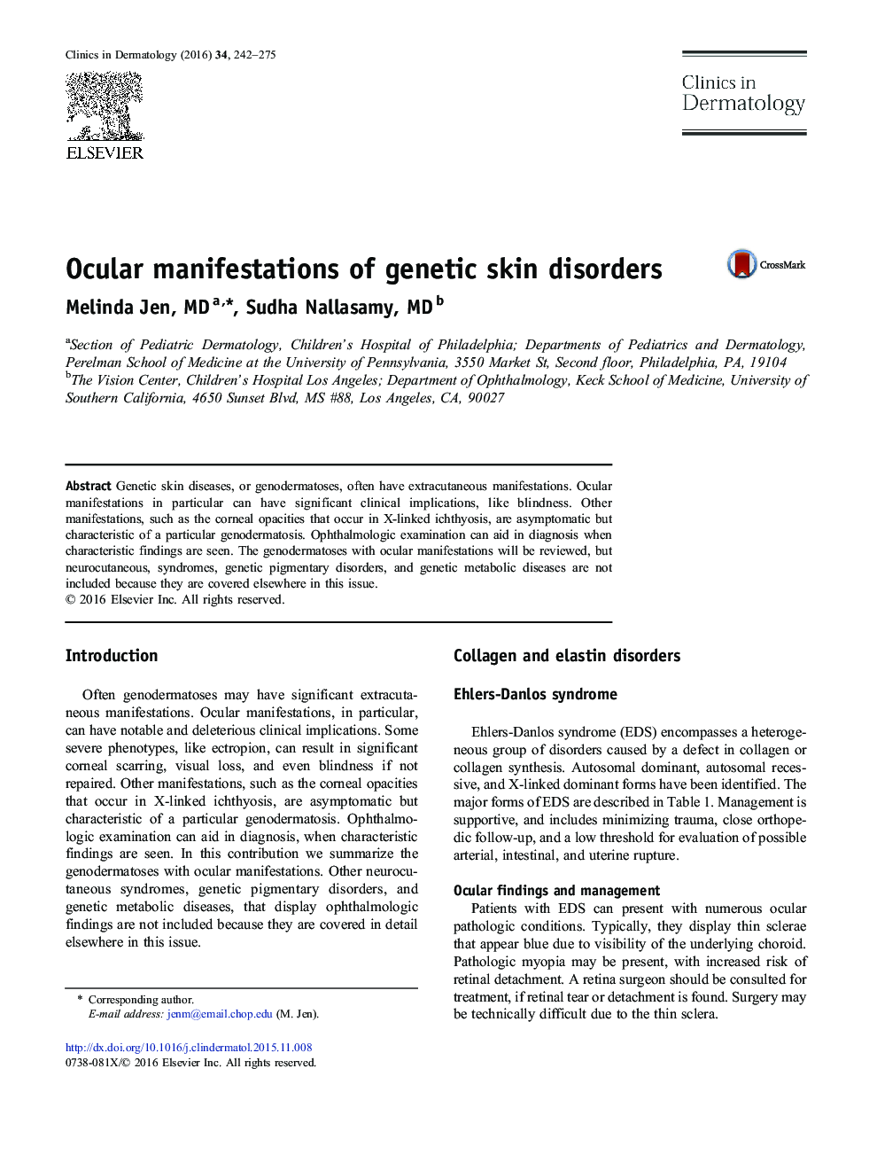 Ocular manifestations of genetic skin disorders