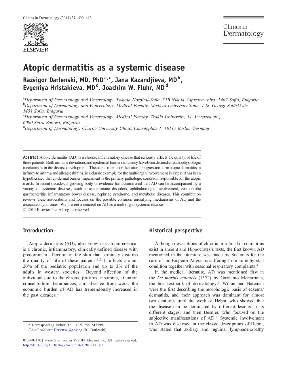 Atopic dermatitis as a systemic disease