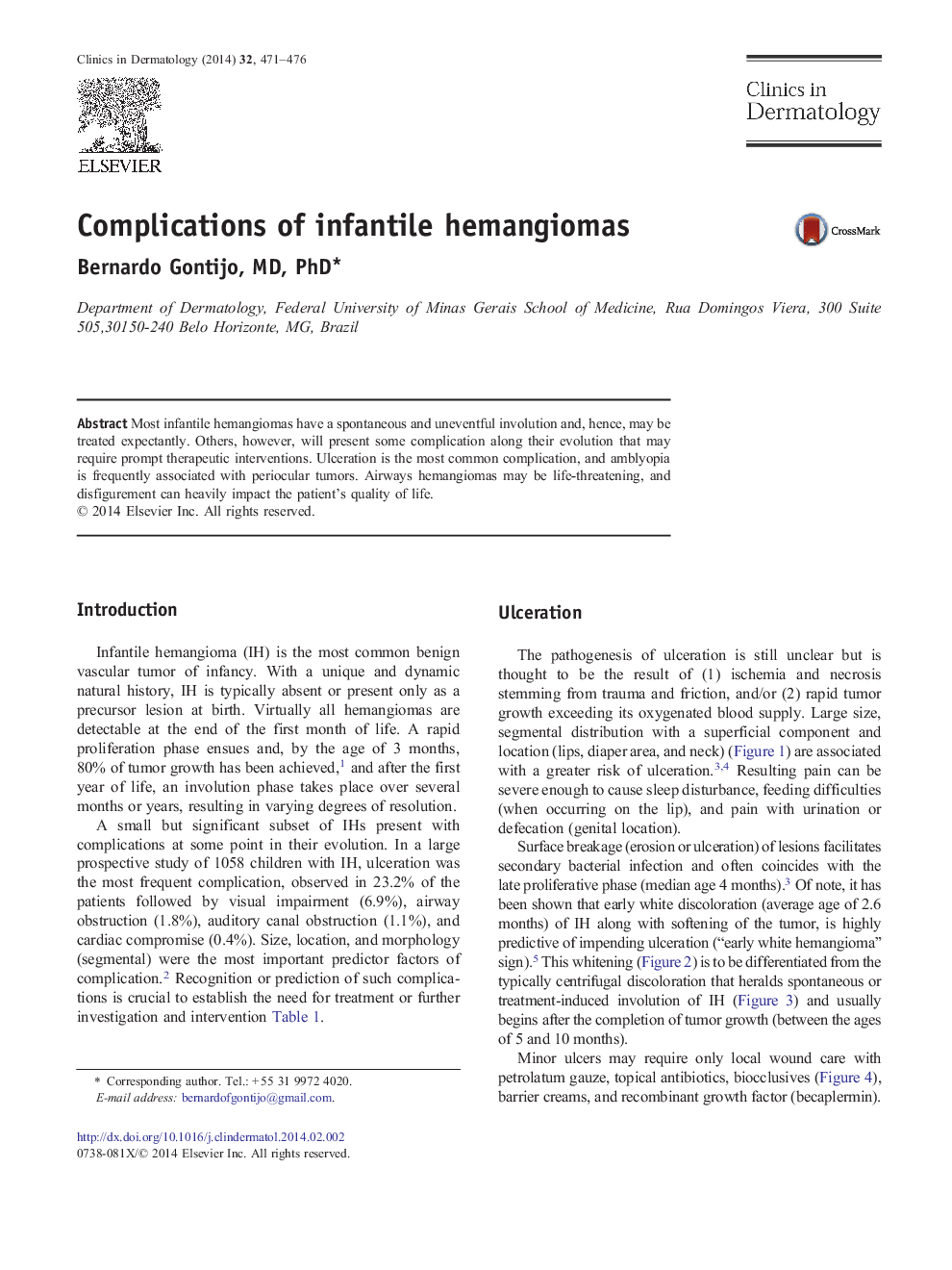 Complications of infantile hemangiomas