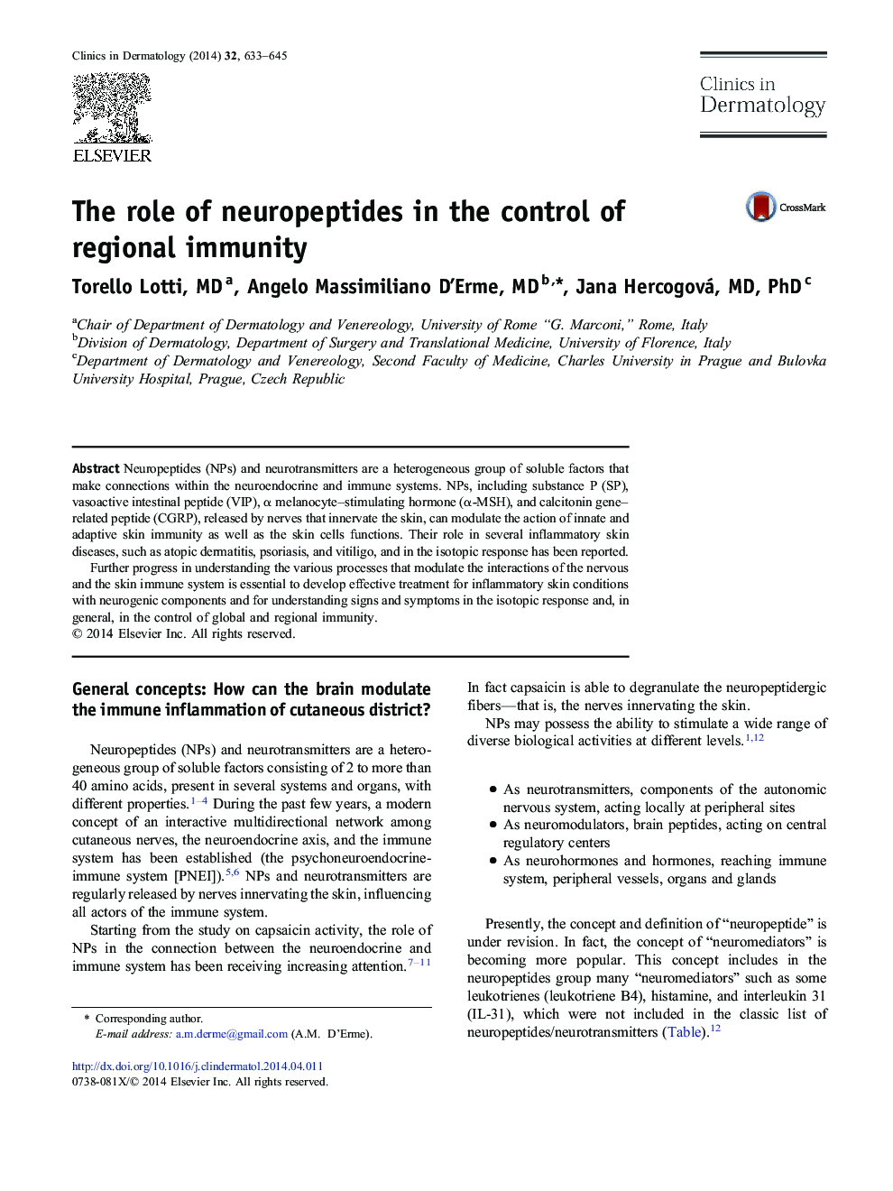 نقش نوروپپتیدها در کنترل ایمنی منطقه 