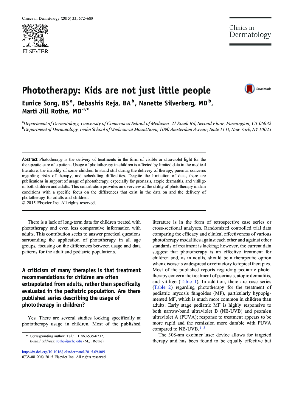 Phototherapy: Kids are not just little people