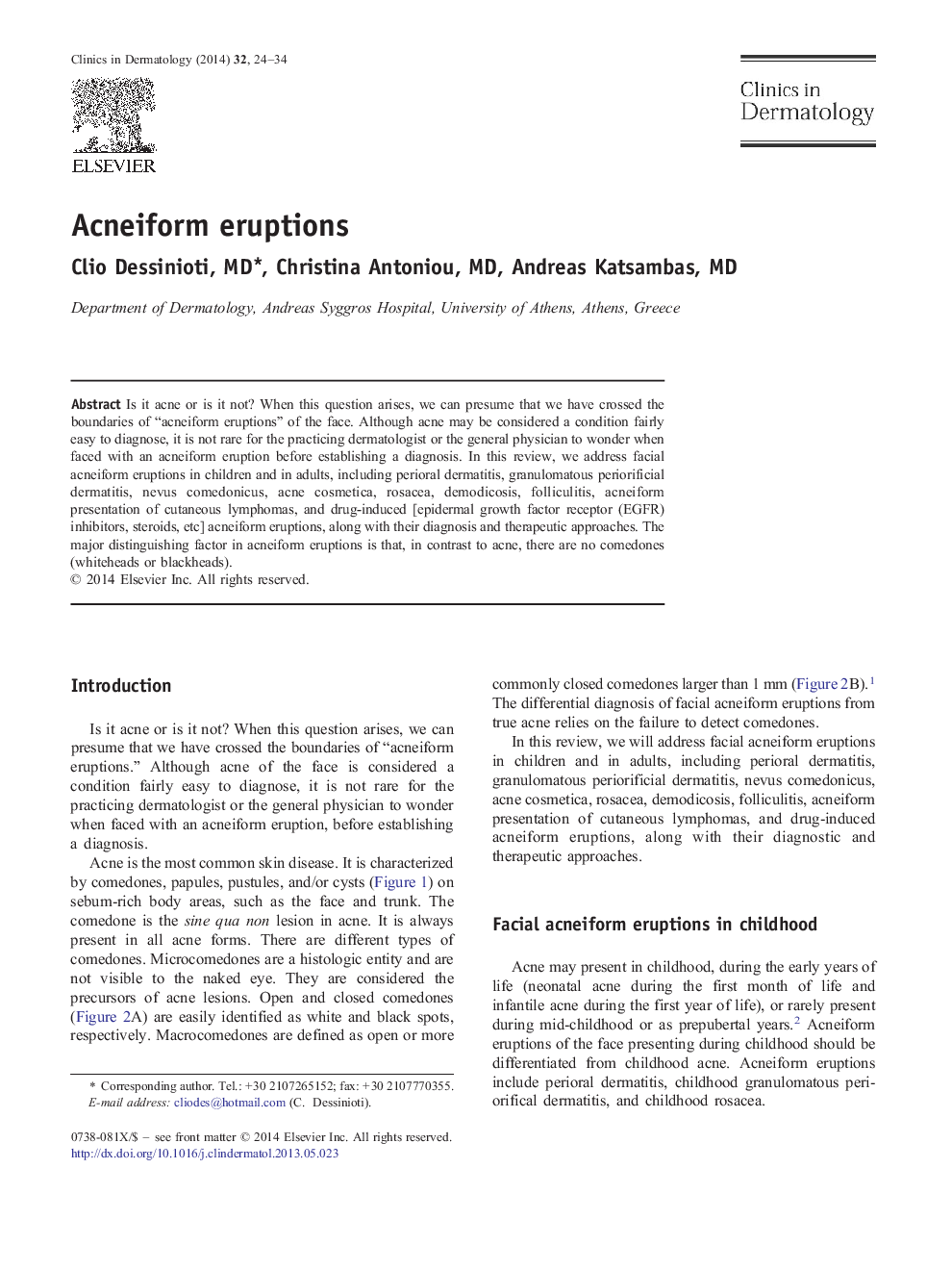 Acneiform eruptions