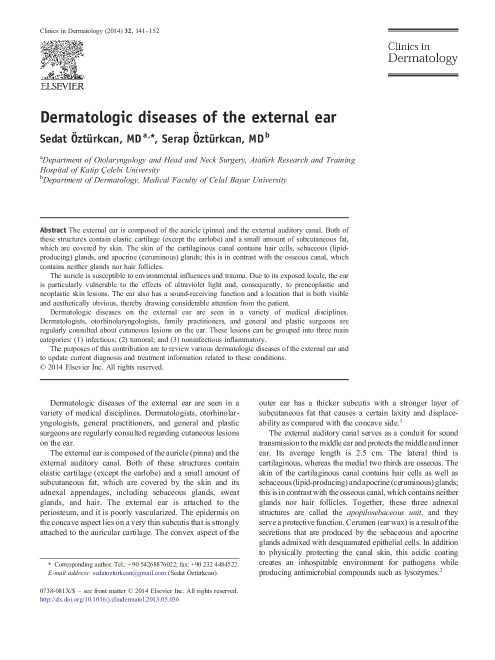 Dermatologic diseases of the external ear