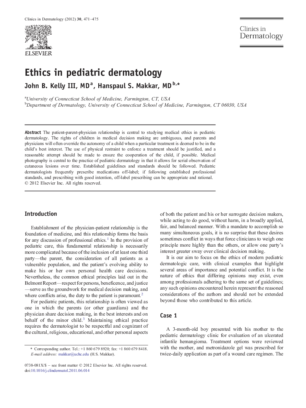 Ethics in pediatric dermatology